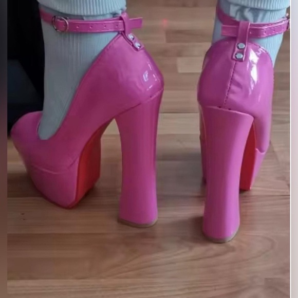 Sissy CD TS Pumps Women 5.5cm Platform 16cm Super High Chunky Heels 5-15 Plus - Picture 8 of 8